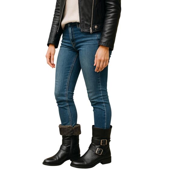 Naturalizer Black Leather Ankle Boots – Faux Fur Lined Buckle Style Size 6.5 - Picture 1 of 11
